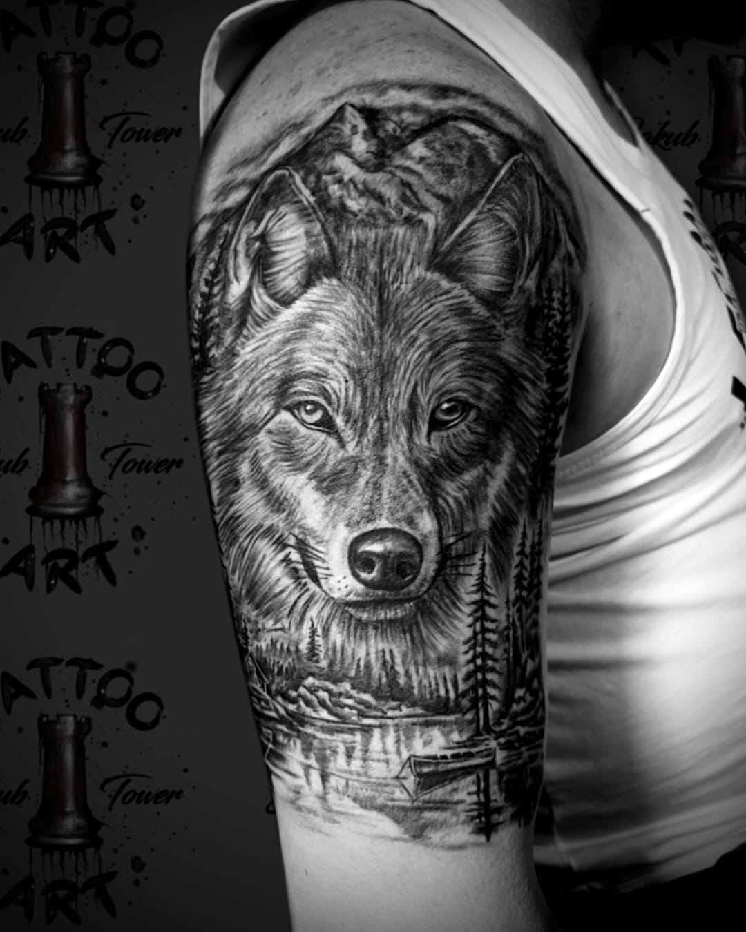 Wolf portrait tattoo